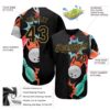 Custom Black Old Gold 3D Pattern Design Bowling Authentic Baseball Jersey