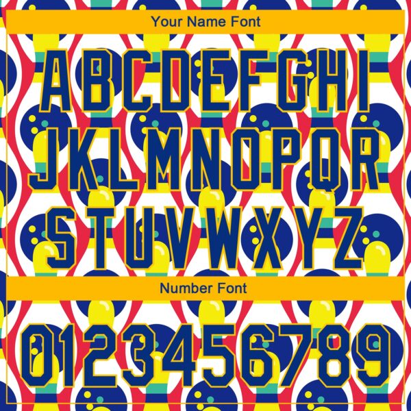 Custom White Royal-Yellow 3D Pattern Design Bowling Authentic Baseball Jersey