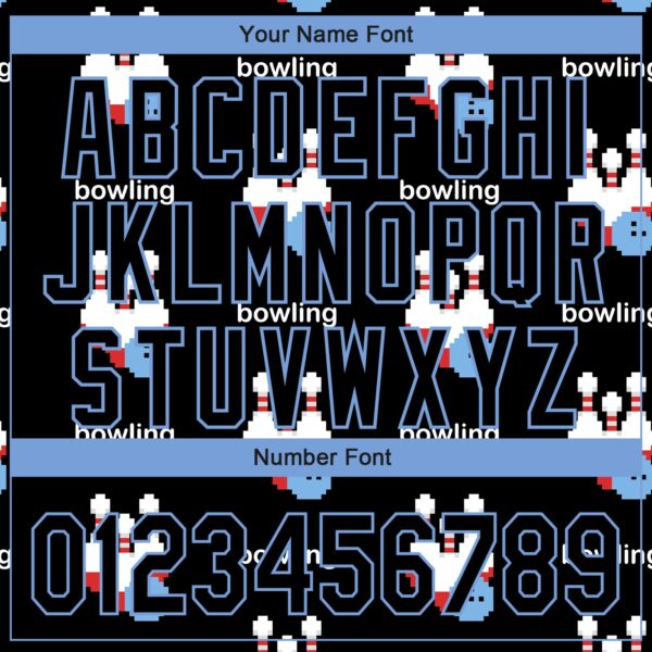 Custom Black Light Blue 3D Pattern Design Bowling Authentic Baseball Jersey