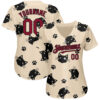 Custom Cream Crimson-Black 3D Pattern Design Cat Authentic Baseball Jersey