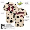 Custom Cream Crimson-Black 3D Pattern Design Cat Authentic Baseball Jersey