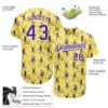 Custom Yellow Purple-White 3D Pattern Design Monkey Authentic Baseball Jersey