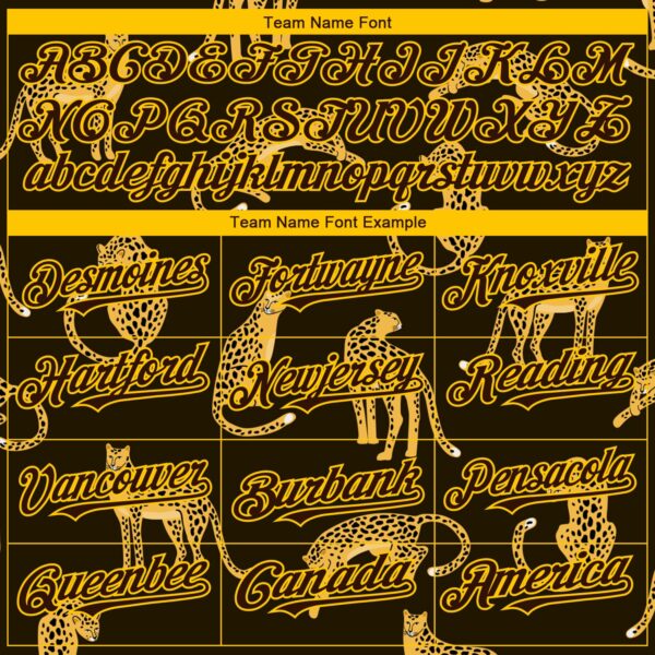 Custom Brown Yellow 3D Pattern Design Leopard Authentic Baseball Jersey