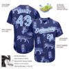 Custom Dark Purple Light Blue-White 3D Pattern Design Tiger Authentic Baseball Jersey