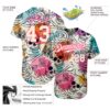 Custom Cream Pink-Black 3D Flower And Skull Fashion Authentic Baseball Jersey