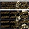 Custom Black Old Gold 3D Plant And Skull Fashion Authentic Baseball Jersey