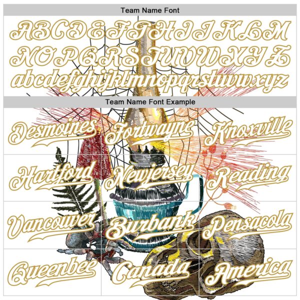 Custom White Old Gold 3D Spider And Skull Fashion Authentic Baseball Jersey