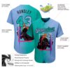 Custom Light Blue Aqua-Black 3D Skull Gradient Fashion Authentic Baseball Jersey