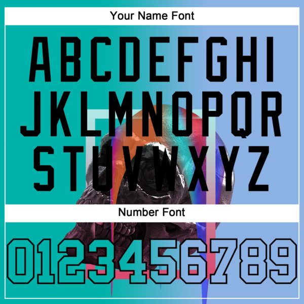 Custom Light Blue Aqua-Black 3D Skull Gradient Fashion Authentic Baseball Jersey