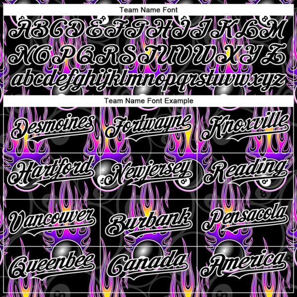 Custom Black White 3D Pattern Design Flaming Billiards Snooker 8 Ball Authentic Baseball Jersey