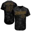 Custom Black Old Gold 3D Pattern Design Billiards Snooker 8 Ball Authentic Baseball Jersey