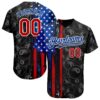 Custom Black Red-Royal 3D Pattern Design Billiards Snooker 8 Ball American Flag Authentic Baseball Jersey