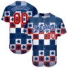 Custom Royal Red-White 3D American Flag Authentic Baseball Jersey