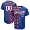 Custom Royal White Red 3D American Flag Authentic Baseball Jersey