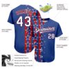 Custom Royal White Red 3D American Flag Authentic Baseball Jersey