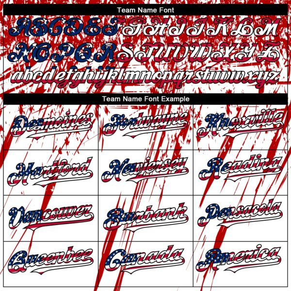 Custom White USA Flag Royal Red-Black 3D Authentic Baseball Jersey