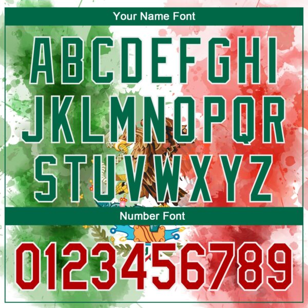 Custom Kelly Green Red-White 3D Mexican Flag Watercolored Splashes Grunge Design Authentic Baseball Jersey