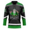 Custom Black Grass Green-White Christmas Santa Claus 3D Hockey Lace Neck Jersey