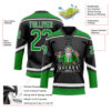 Custom Black Grass Green-White Christmas Santa Claus 3D Hockey Lace Neck Jersey