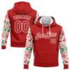 Custom Stitched Red White Christmas 3D Sports Pullover Sweatshirt Hoodie