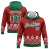 Custom Stitched Red Kelly Green-White Christmas Snowflakes 3D Sports Pullover Sweatshirt Hoodie