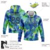 Custom Stitched Tie Dye Royal-Neon Green 3D Abstract Style Sports Pullover Sweatshirt Hoodie