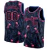 Custom Black Pink-Light Blue 3D Pattern Design Flamingo Authentic Basketball Jersey