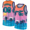 Custom Orange Teal-Black 3D Pattern Sun Beach Hawaii Palm Trees Authentic Basketball Jersey