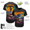 Custom Black Gold-Red 3D Pattern Design Music Festival Piano With Colorful Smoke Authentic Baseball Jersey