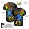 Custom Black Gold 3D Pattern Design Music Festival Guitar With Psychedelic Colors Authentic Baseball Jersey