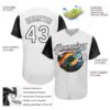 Custom White Black 3D Pattern Design Music Festival Record With Colorful Splatter Authentic Baseball Jersey