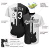 Custom Black White 3D Pattern Design Music Festival Guitar Rock And Roll Authentic Baseball Jersey