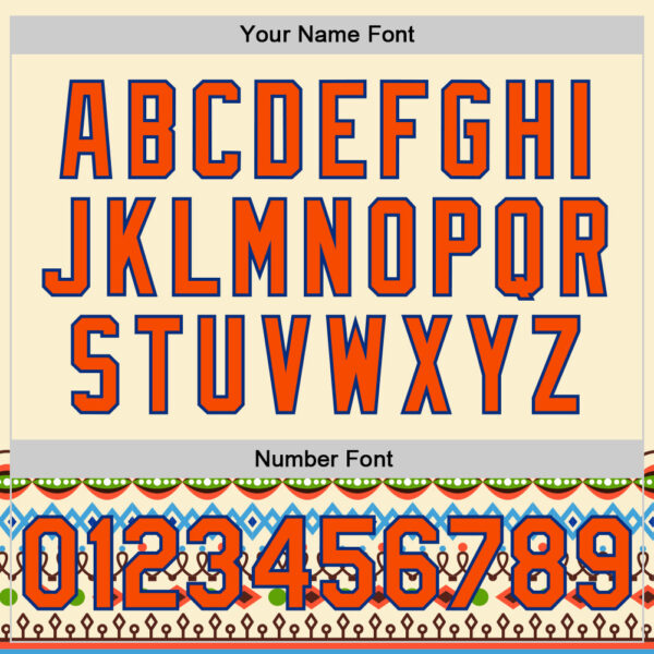 Custom Cream Orange-Royal 3D Pattern Design Traditional African Ethnic Style Authentic Baseball Jersey