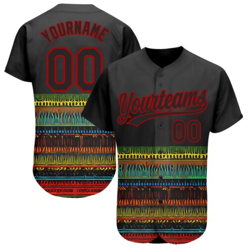 3DPattern2001_fc38ea80-a9fb-493d-96ac-3fb1faa06817 Custom Black Red 3D Pattern Design Traditional African Ethnic Style Authentic Baseball Jersey