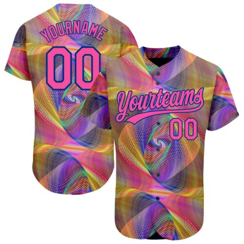 3DPattern2011 Custom Purple Pink 3D Pattern Design Abstract Fractal Style Authentic Baseball Jersey