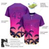 Custom Purple Hot Pink 3D Pattern Design Hawaii Palm Trees Authentic Baseball Jersey