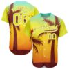 Custom Gold Neon Yellow-White 3D Pattern Design Hawaii Palm Trees Authentic Baseball Jersey