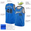 Custom Blue Black-White Rounded Zigzag Lines Authentic City Edition Basketball Jersey