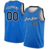 Custom Blue Black-White Rounded Zigzag Lines Authentic City Edition Basketball Jersey