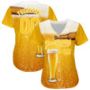 Custom Yellow White 3D Pattern Design Beer Authentic Baseball Jersey