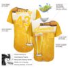 Custom Yellow White 3D Pattern Design Beer Authentic Baseball Jersey