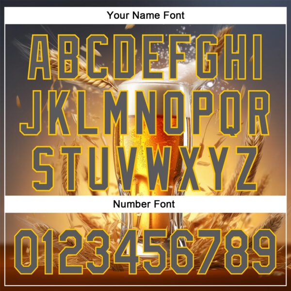 Custom Steel Gray Yellow 3D Pattern Design International Beer Day Authentic Baseball Jersey