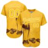 Custom Yellow White 3D Pattern Design Beer Festival Authentic Baseball Jersey