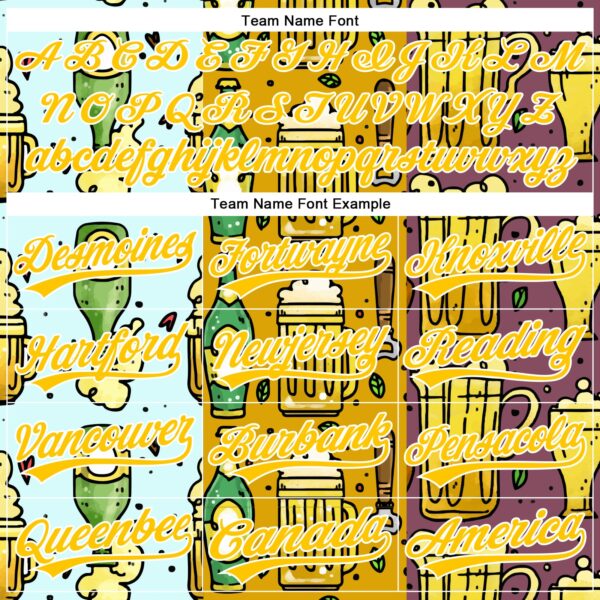 Custom Yellow White 3D Pattern Design Beer Festival Authentic Baseball Jersey