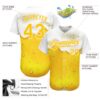 Custom Yellow White 3D Pattern Design Beer Authentic Baseball Jersey