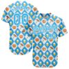 Custom White Sky Blue 3D Pattern Design Beer Festival Authentic Baseball Jersey