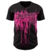 Custom Black Pink 3D Pattern Design Dripping Splatter Art Authentic Baseball Jersey