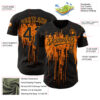 Custom Black Bay Orange 3D Pattern Design Dripping Splatter Art Authentic Baseball Jersey