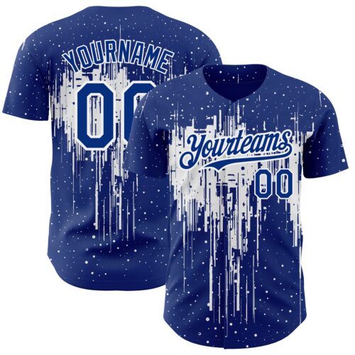 3DPattern2143 Custom Royal White 3D Pattern Design Dripping Splatter Art Authentic Baseball Jersey