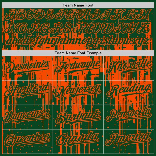 Custom Green Orange 3D Pattern Design Dripping Splatter Art Authentic Baseball Jersey